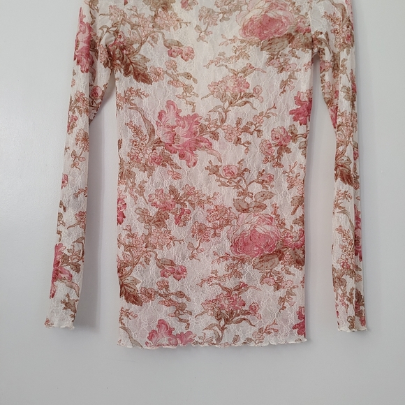 Denim & Supply Ralph Lauren Floral Print Lace Henley Claire Top Size Medium - Picture 13 of 16